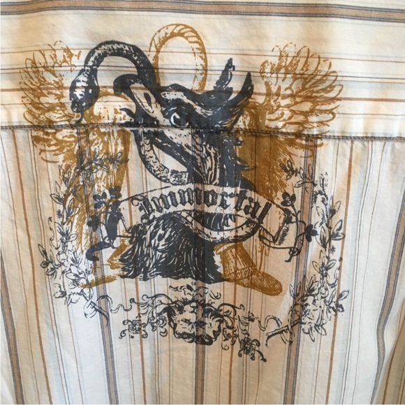 Arizona Jean Company shirt stripe collar short sleeve cream casual XL Immortal - Picture 4 of 7